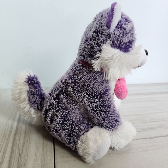 Fiesta Great Wolf Lodge Plush Purple & White Fuzzy Wolf Dog 9" - Picture 8 of 12